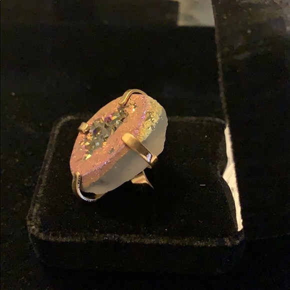 New Rainbow Druzy Ring with adjustable gold band - Picture 2 of 4